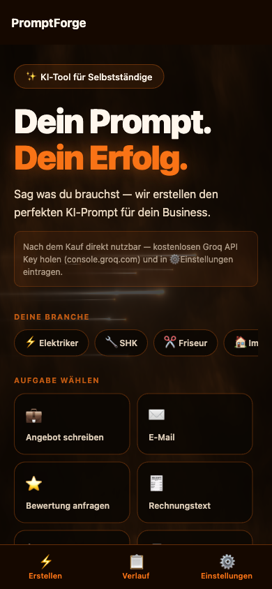 PromptForge App Screenshot